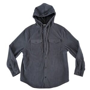 RGSTR Premium Corduroy Shacket Hooded Jacket Charcoal Gray Mens Large Streetwear